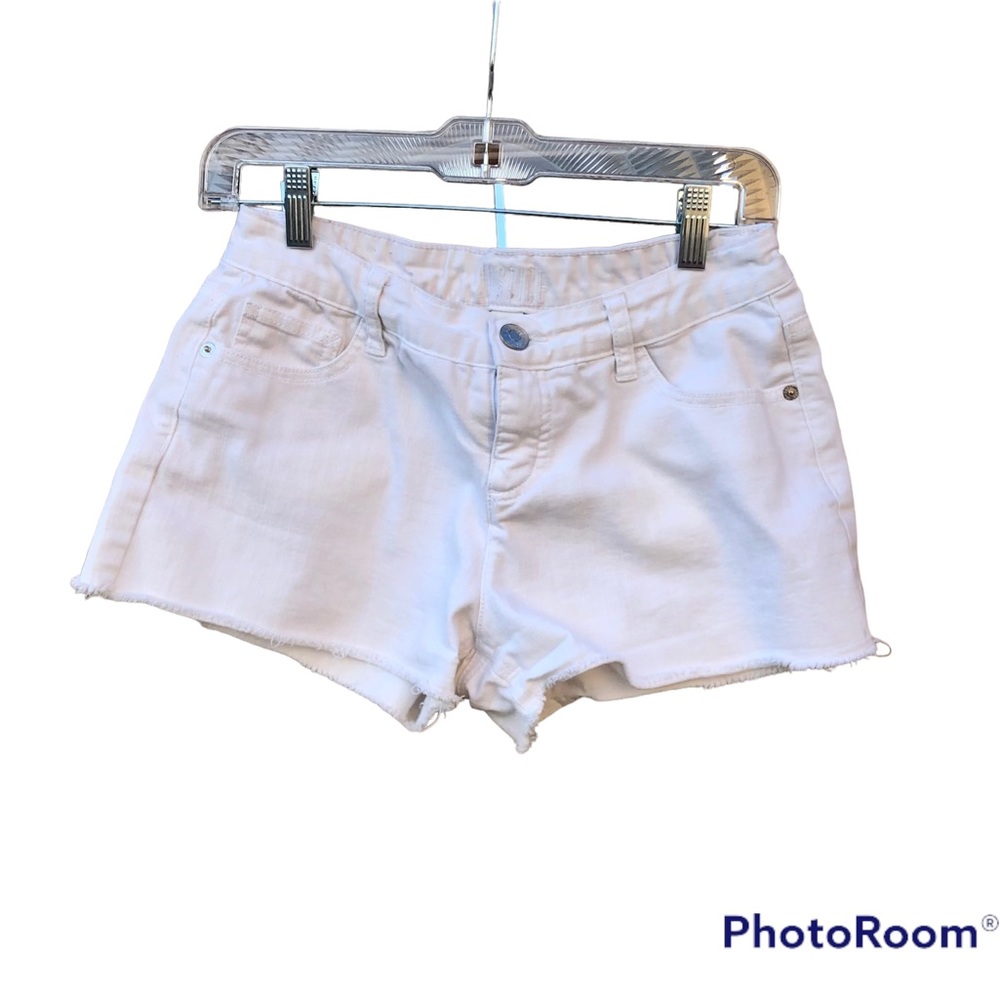 Justice Shorts Girls White Denim Short Sz. 16 Raw Hem